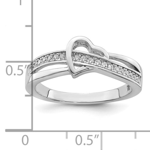 Brilliant Embers Sterling Silver Rhodium-plated Micro Paved CZ Heart Ring - Picture 2 of 5